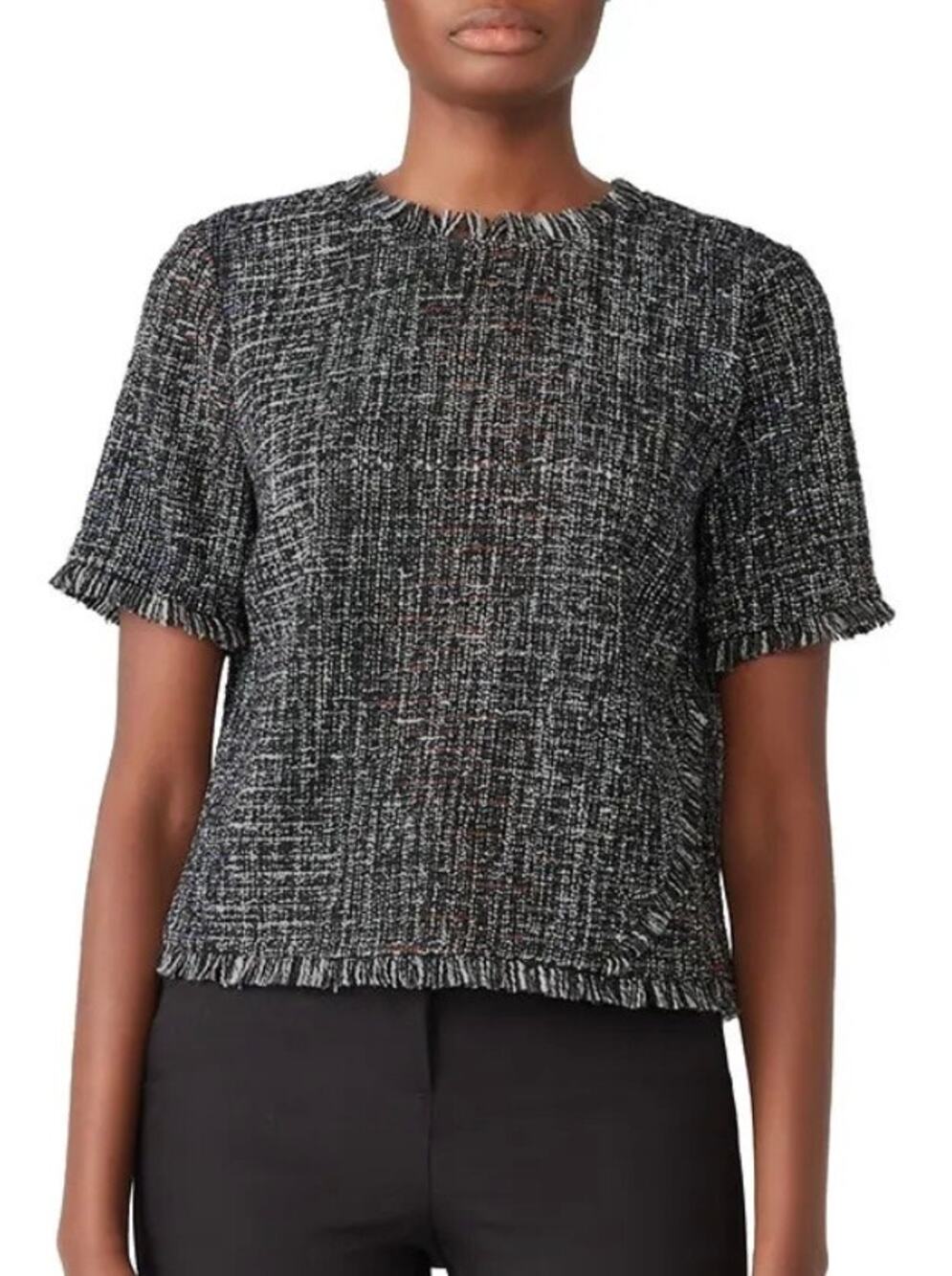 Greylin Tati Tweed Fringe Top S